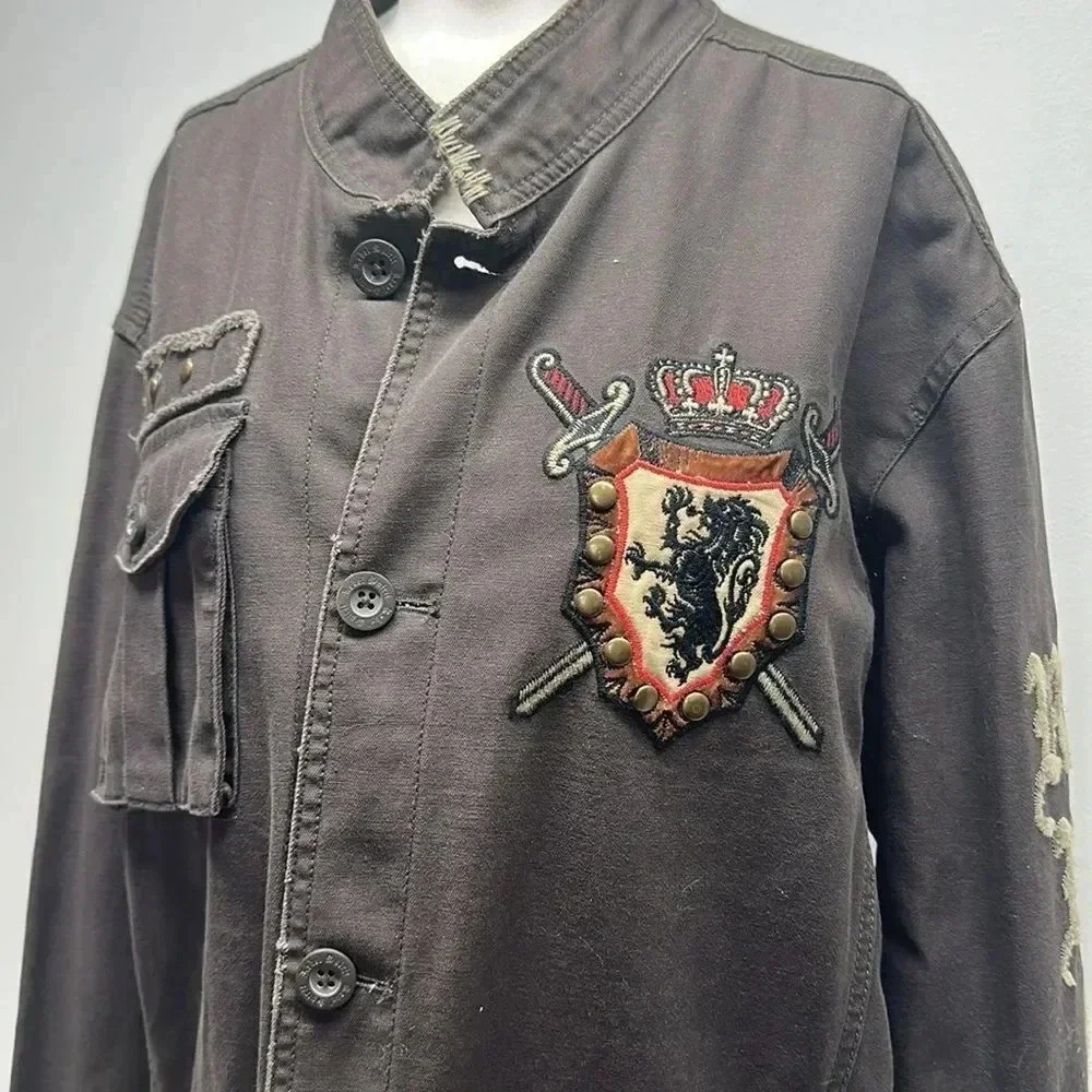 Rebel Spirit Military Jacket Coat Medieval Knight Horse Button Down Plus Sz 3XL